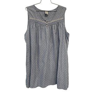 Croft and Barrow Nightgown Plus Size 1X Sleeveless Swiss Dot Blue White Intimate
